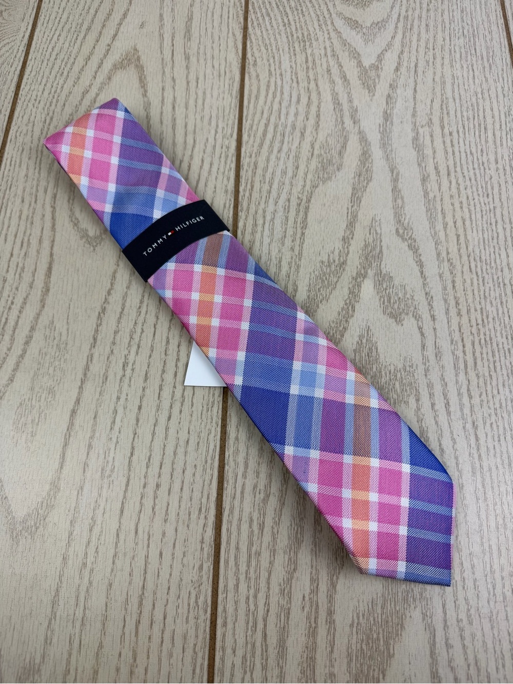 910 Tommy Hilfiger Tie Pink Multi Plaid 650 TL21100010 Silk Poly Blend $69.50